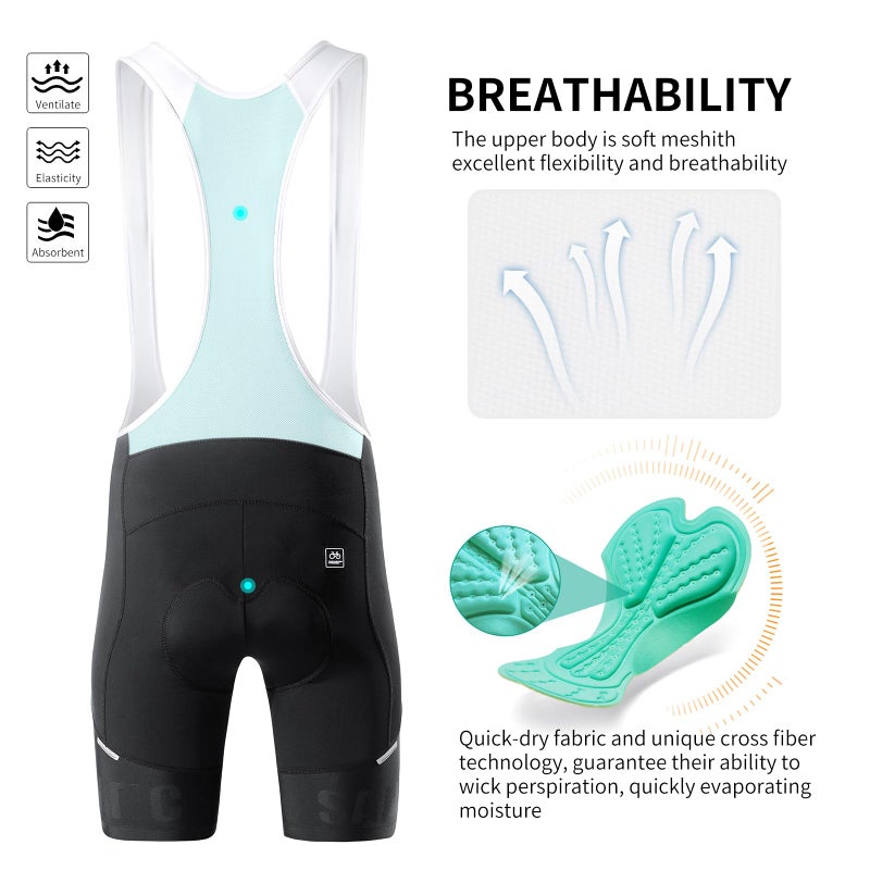 Santic Men's Cycling Bib Shorts 4D Padded Breathable Road Bike Cycling Bibs Biking Bicycle Gel Long Travel White - Image 3